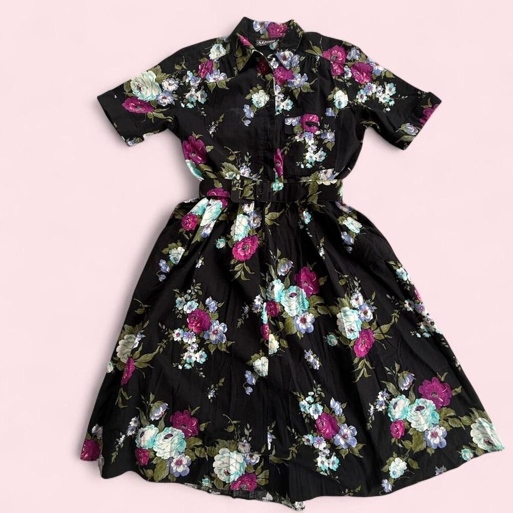 Retro MCM Floral Size 16 Fit and Flare Dress